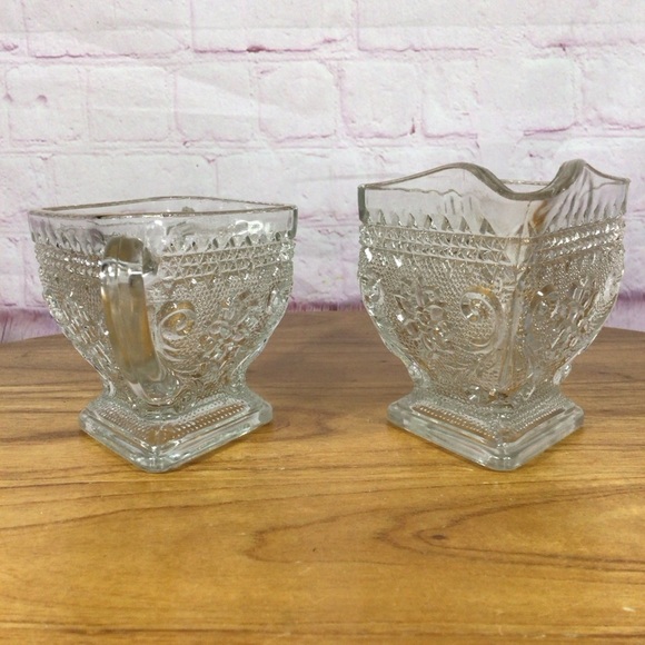 Vintage Indiana Glass Clear Open Sugar Bowl and Creamer Set - Picture 2 of 7